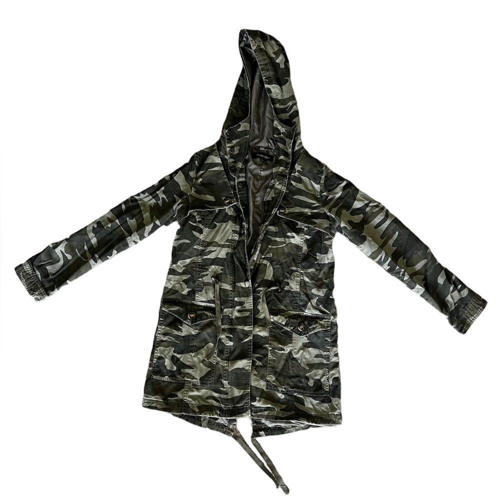 Long Army Hooded Jacket Zip Up